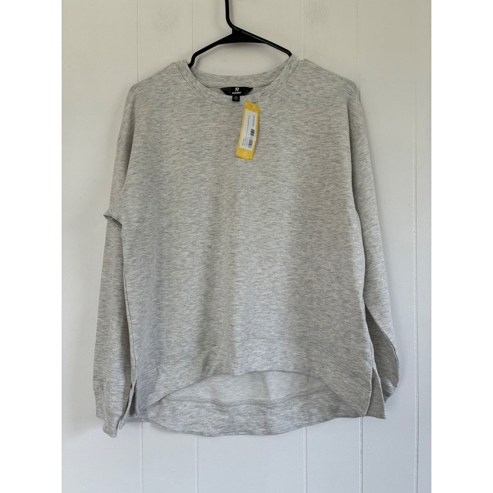 NWT Runway Womens XL Grey Heathered High Low Crewneck Sweatshirt Side Slits